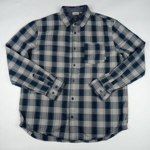 VANS Long Sleeve Button Up Shirt Plaid Men's Size Large Gray Blue 2020